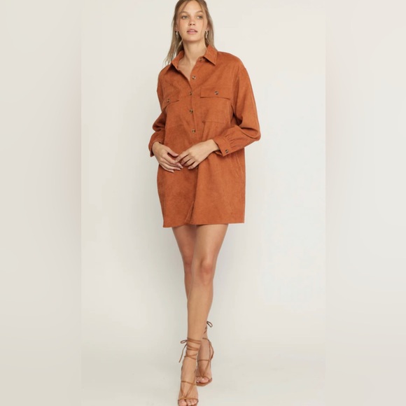Corduroy Shirt Dress size Medium, rust color, Entro New - Picture 1 of 2